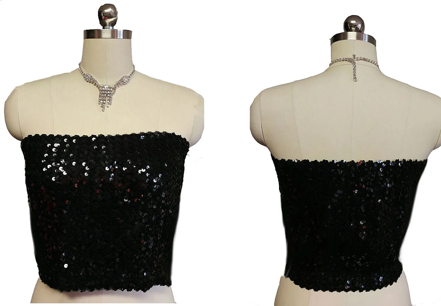 *VINTAGE '80s CREATIONS III BLACK SEQUIN EVENING TOP