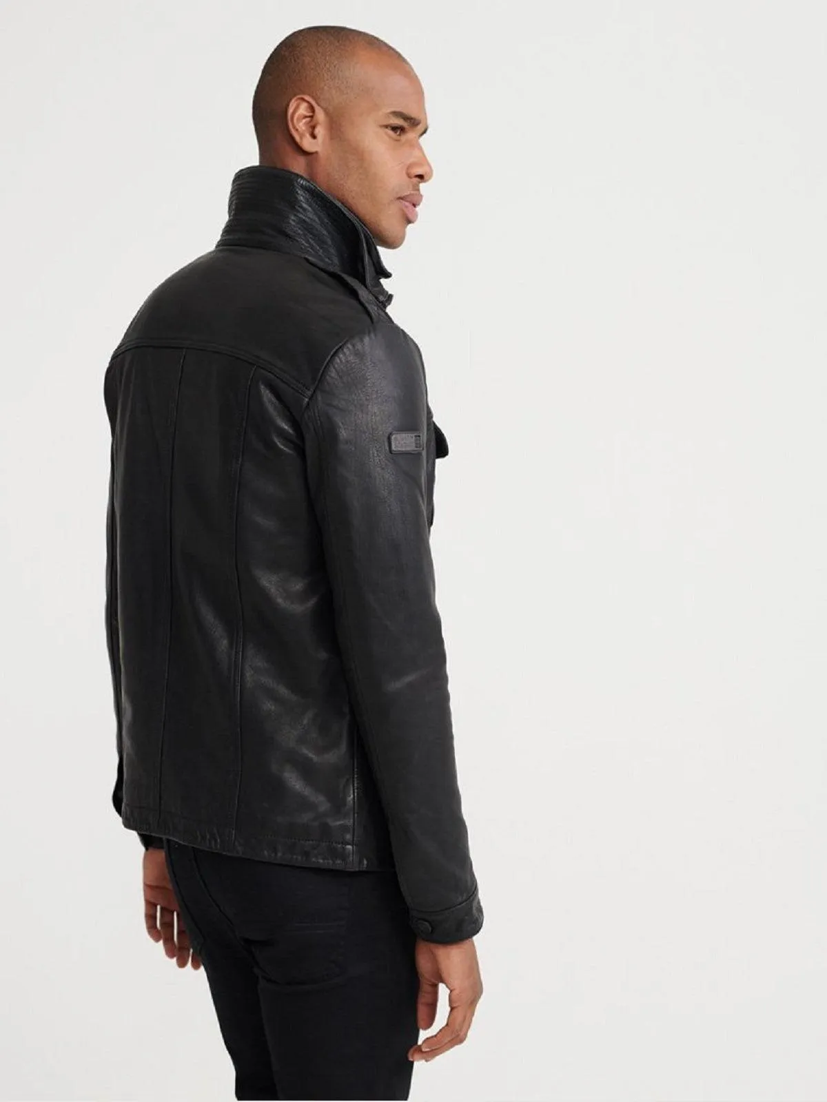 Vintage Black Leather Jacket For Men