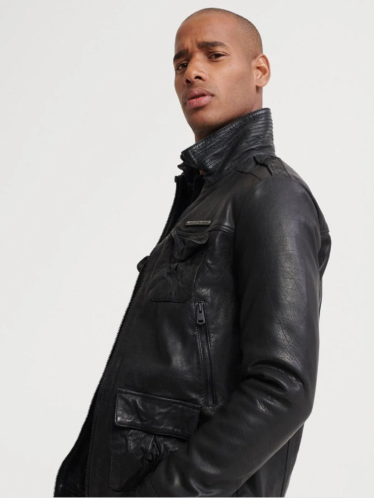 Vintage Black Leather Jacket For Men