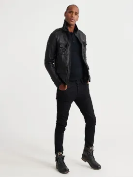 Vintage Black Leather Jacket For Men