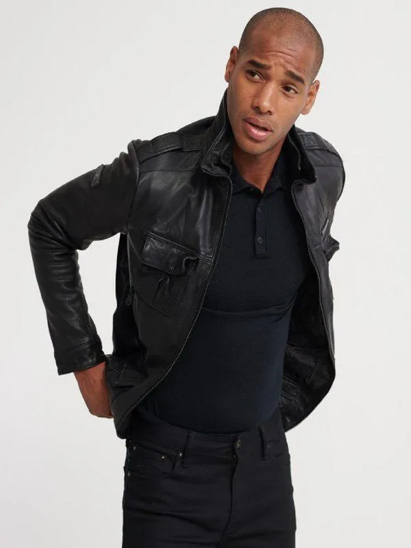 Vintage Black Leather Jacket For Men