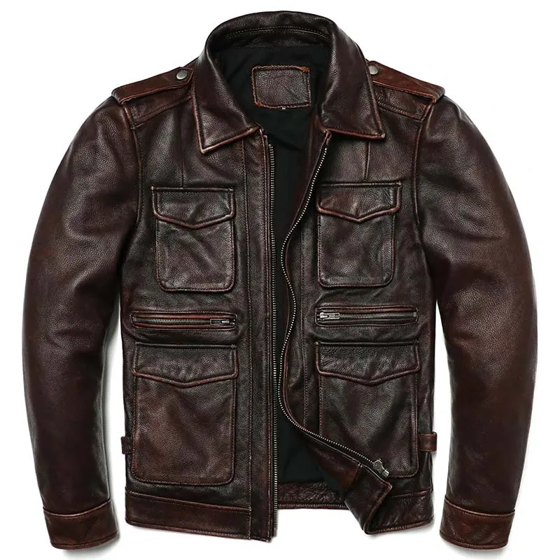 Vintage Brown Leather Slim Jacket