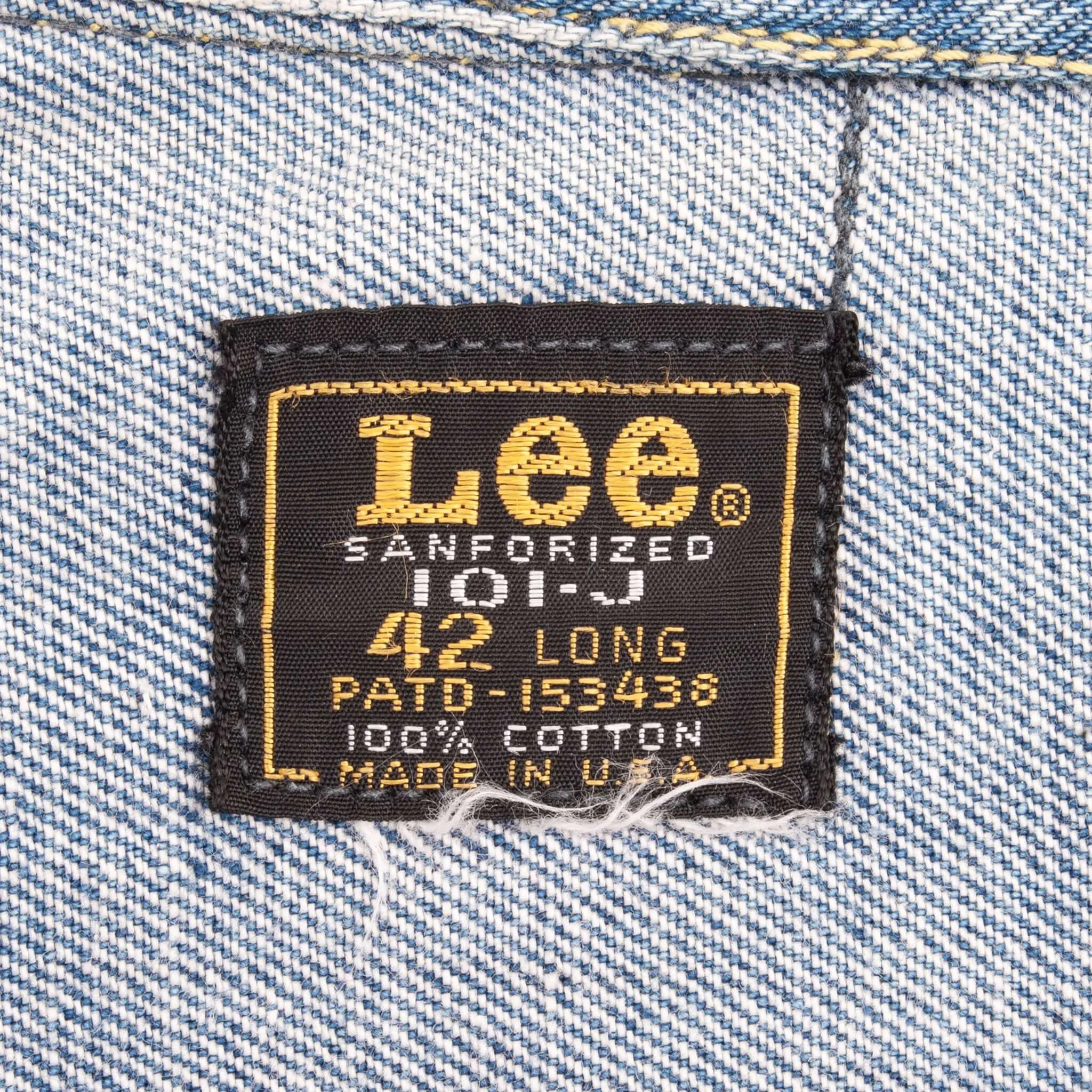 VINTAGE LEE 101J 2 POCKETS DENIM JACKET 1960S SIZE 42L MADE IN USA