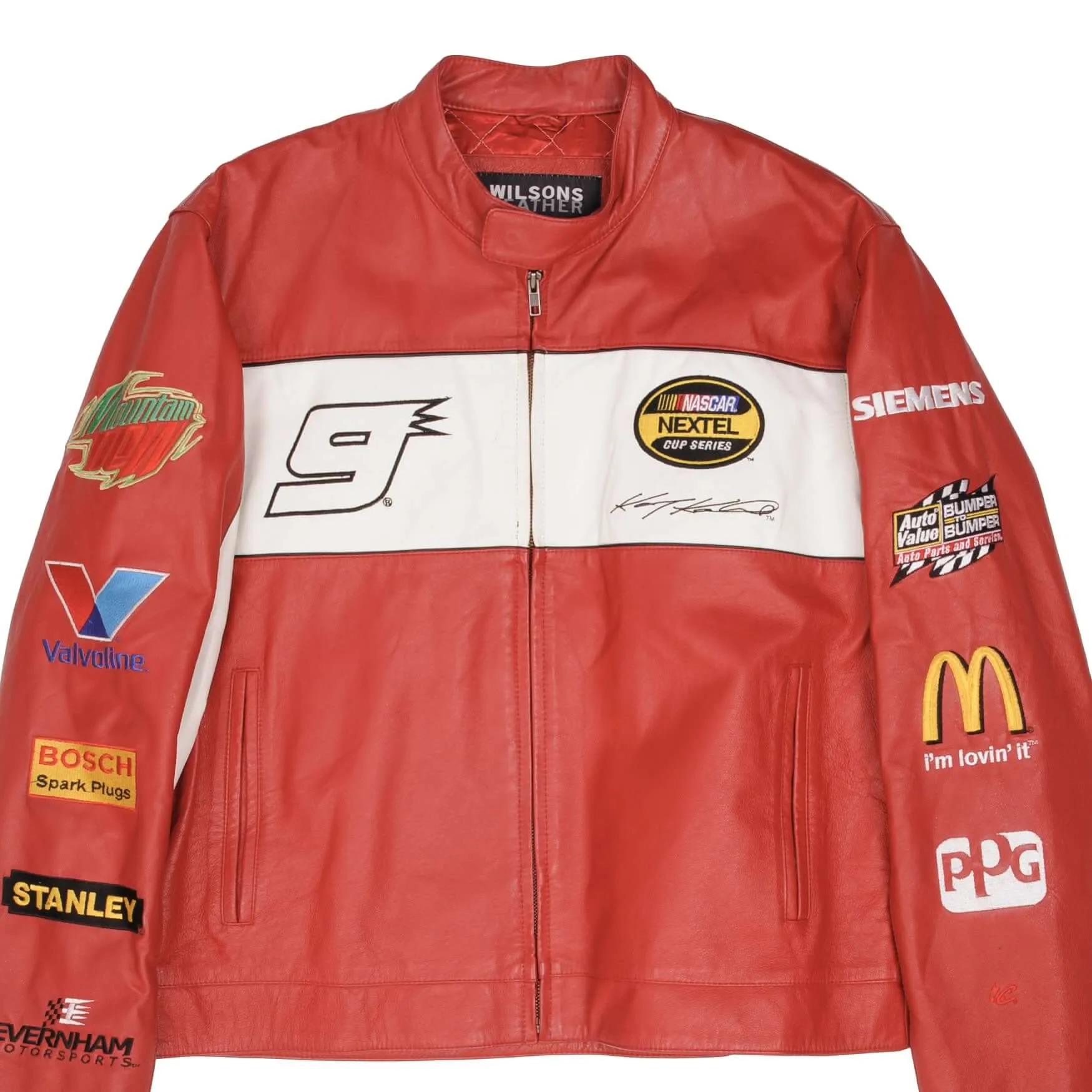 VINTAGE NASCAR KASEY KAHNE #9 DODGE LEATHER JACKET 2000S SIZE MEDIUM