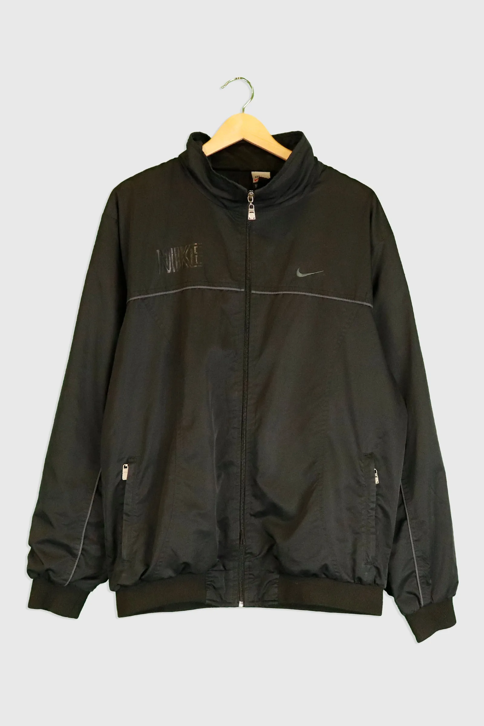 Vintage Nike Full Zip Black Checkmark Windbreaker Sz 2XL