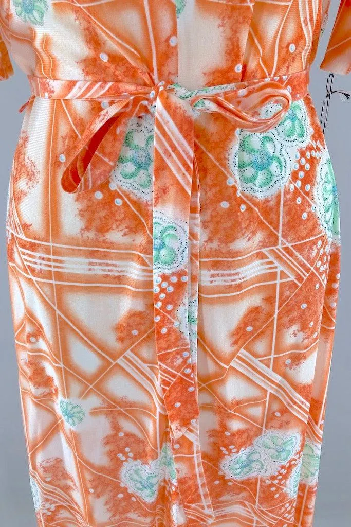 Vintage Orange Floral Maxi Dress