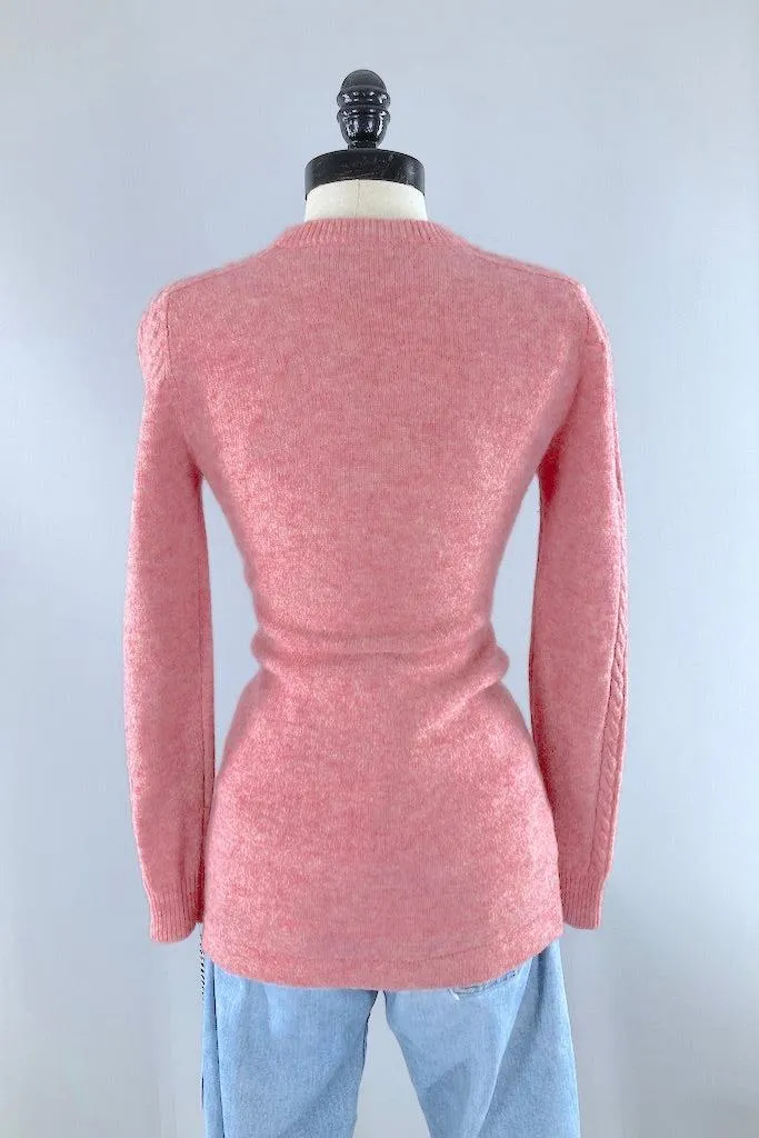 Vintage Pink Wool Fisherman's Sweater