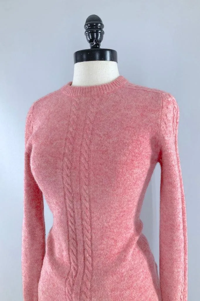 Vintage Pink Wool Fisherman's Sweater