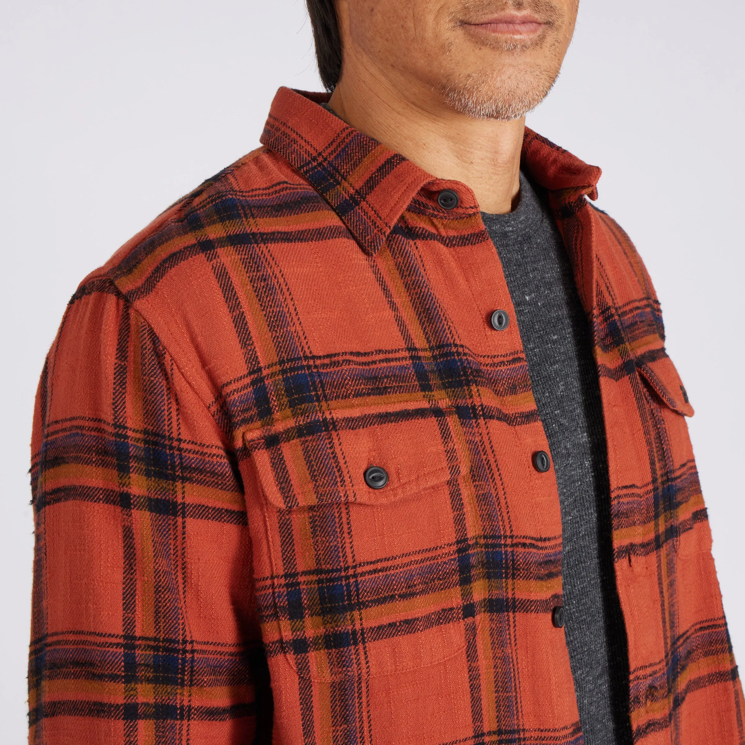 Vintage Slub Twill Shirt - Red Spice Black