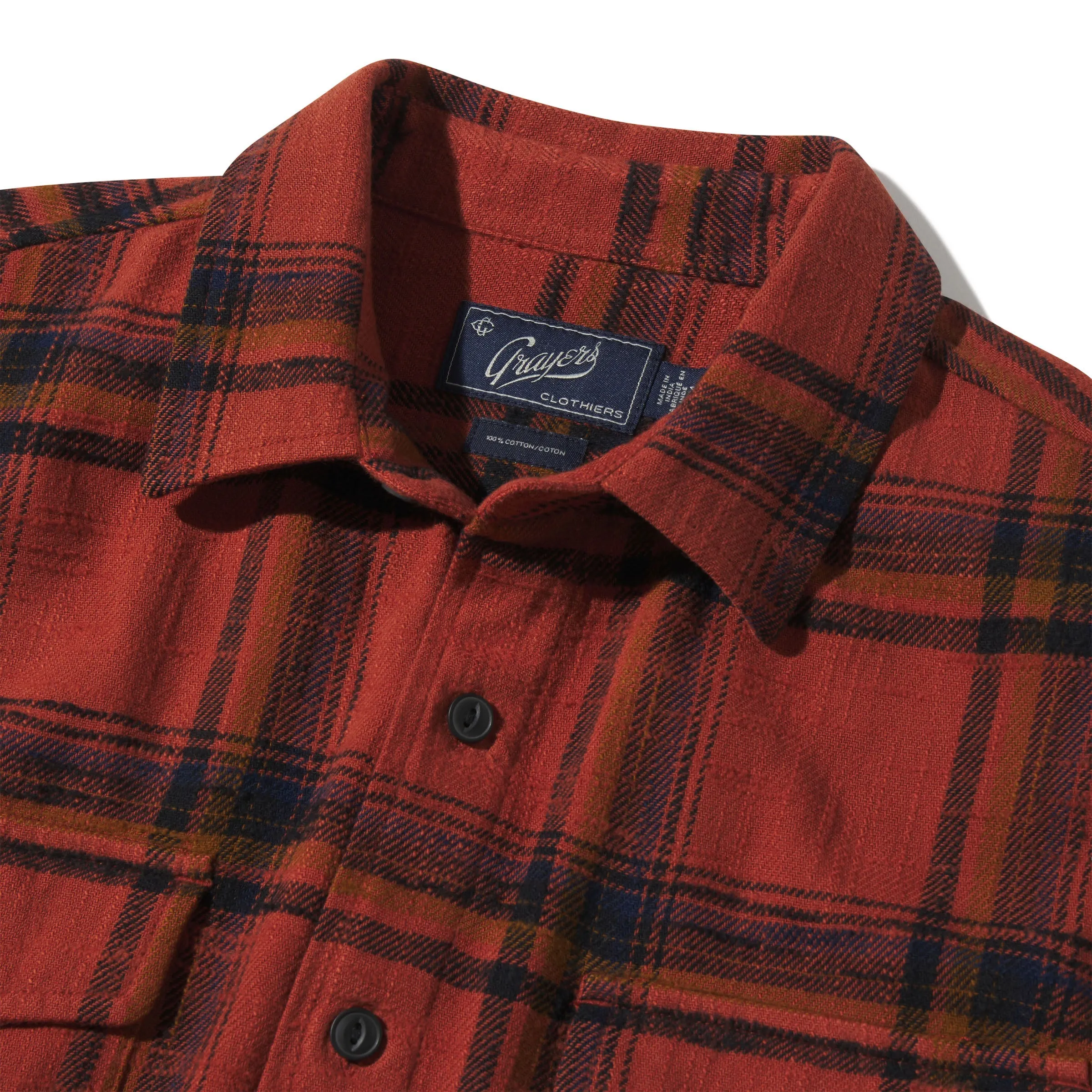 Vintage Slub Twill Shirt - Red Spice Black