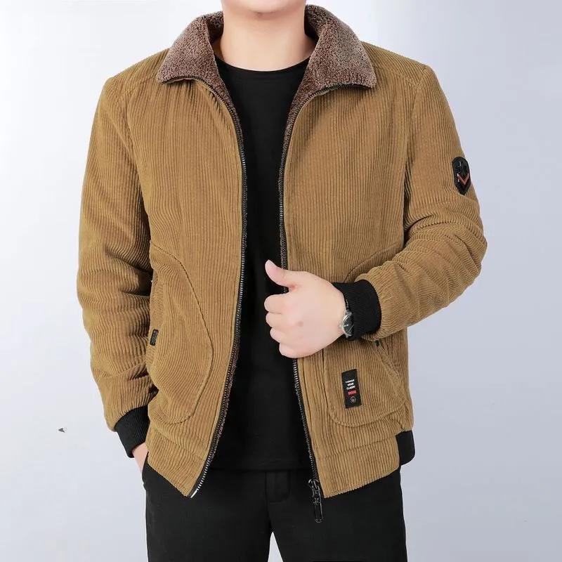 West Louis™ Man Corduroy Fleece Lining Bomber Jacket