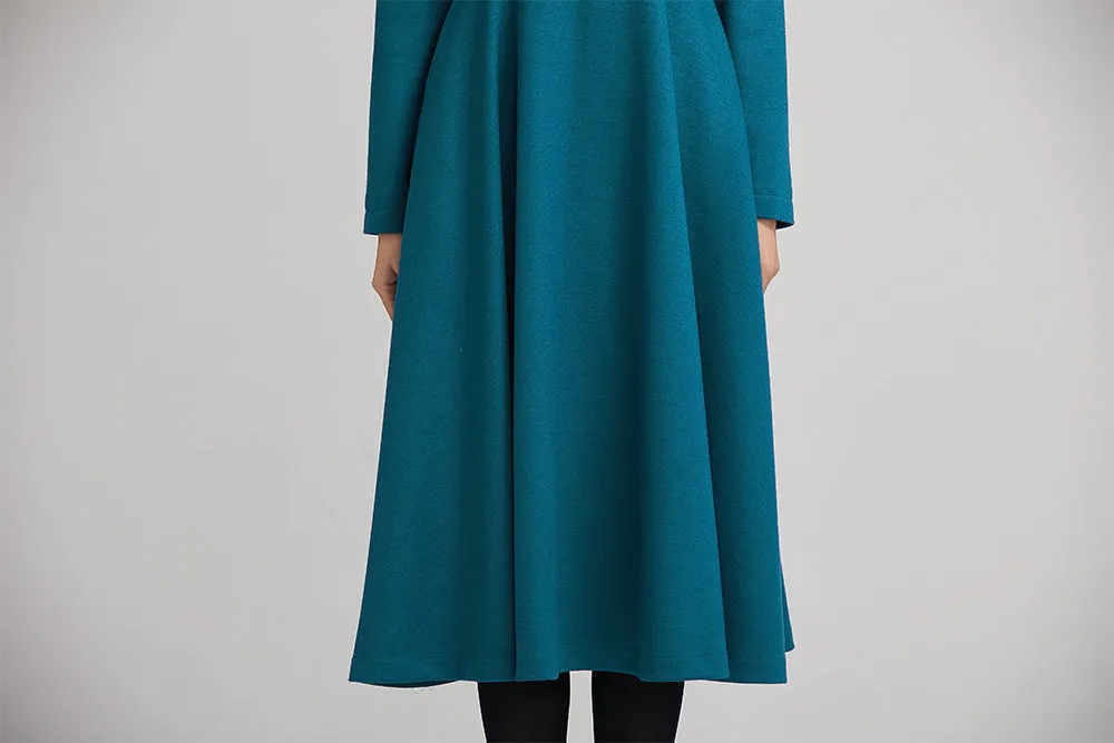 winter wool long fit and flare warm dress for women  2232