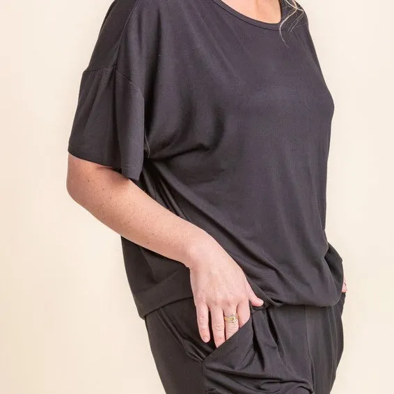 Woman - Bamboo Oversize Basic  tshirt - Black