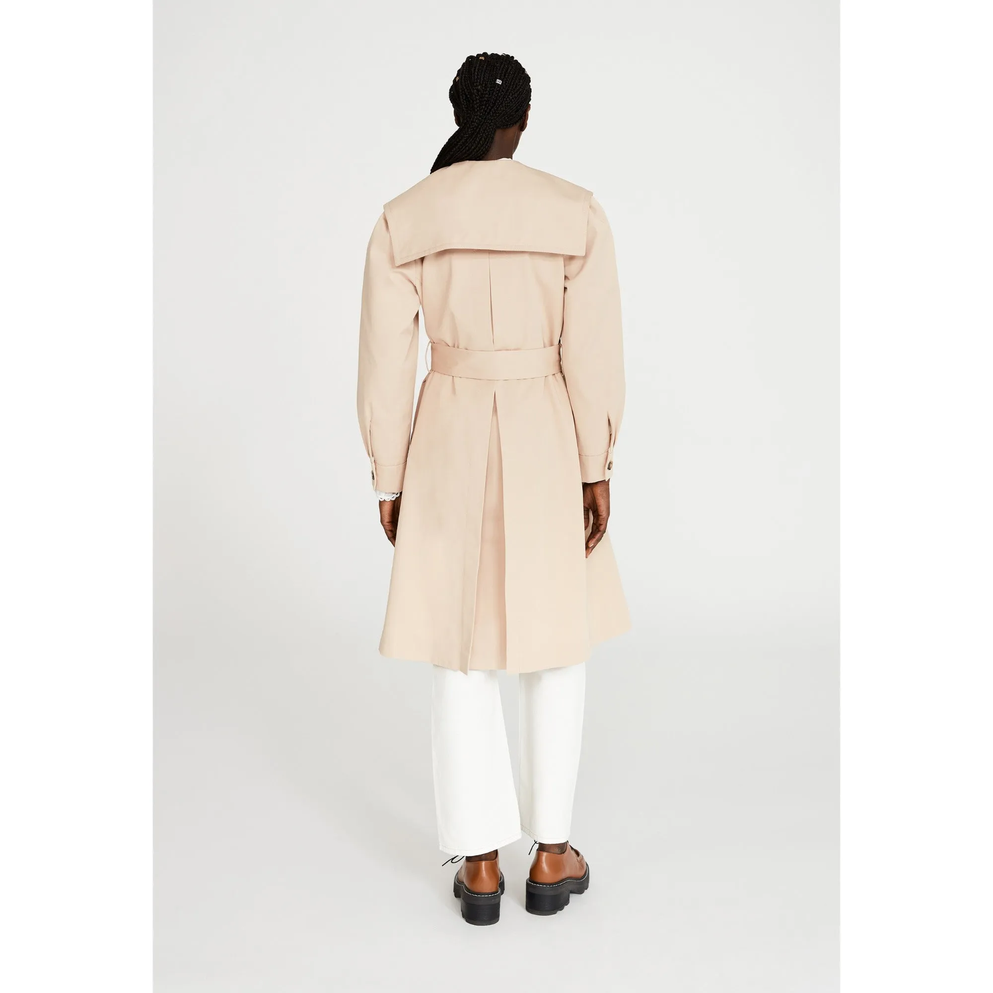 Women Belted Beige Trench Coat - Beige