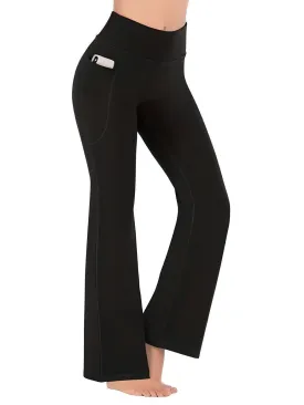 Women's High Waist Flared Yoga Pants with Pockets