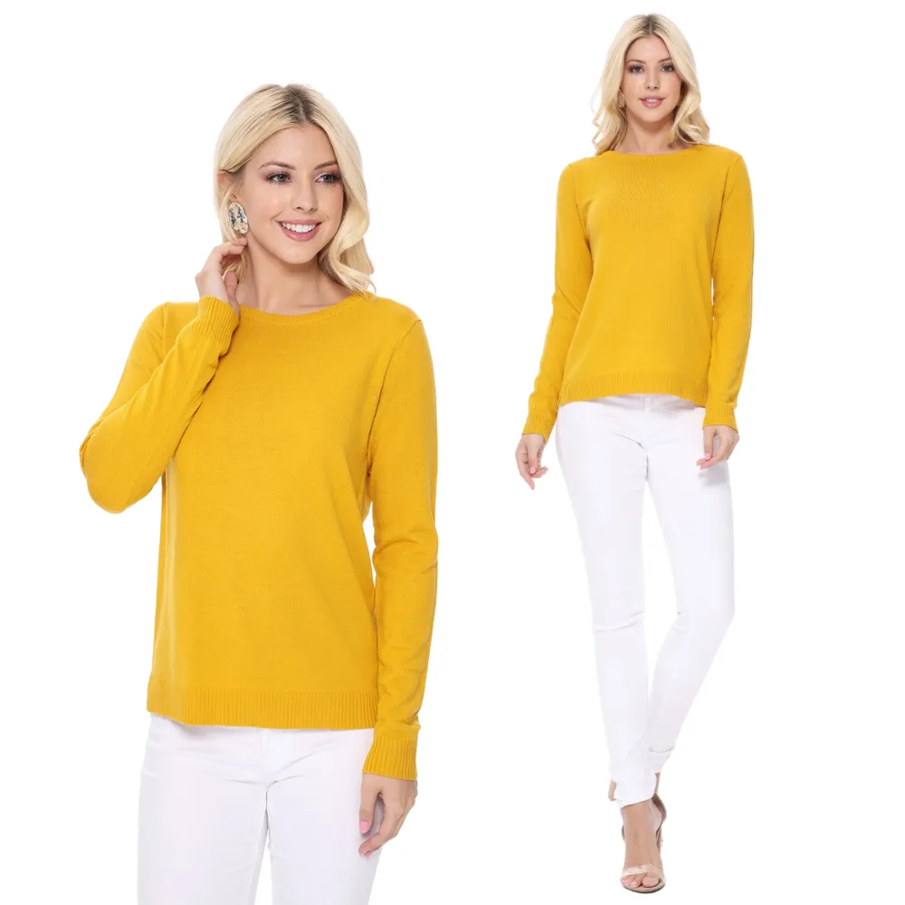 YEMAK Women's Casual Long Sleeve Crewneck Pullover Sweater MK3399 (S-L)